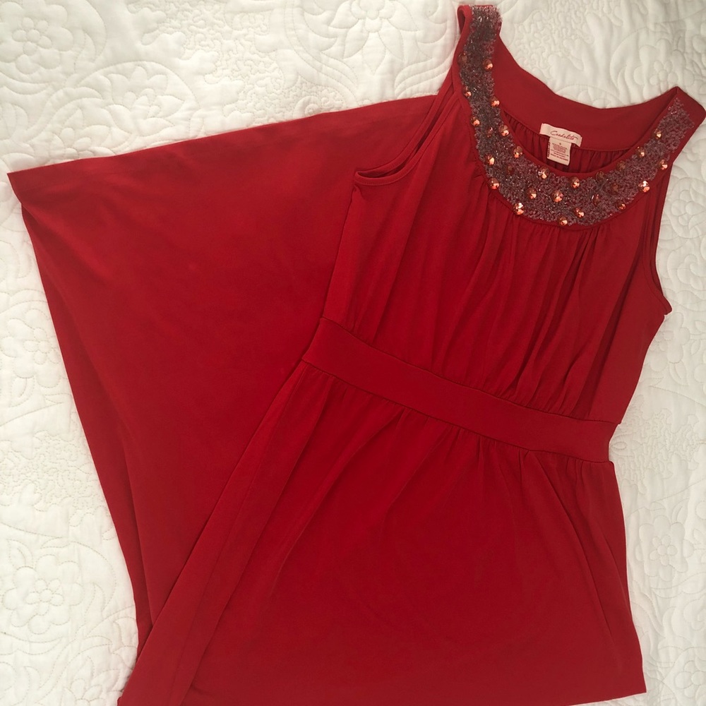 Long red dress